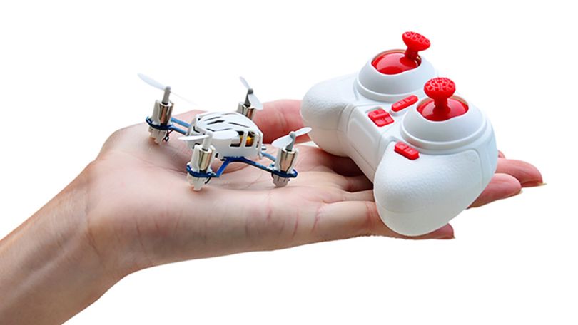 The Hubsan H111 NANO Q4 very small drone fitting in a person's hand.