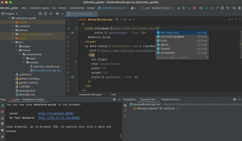 A screenshot of the Webstorm interface showing lines of code.