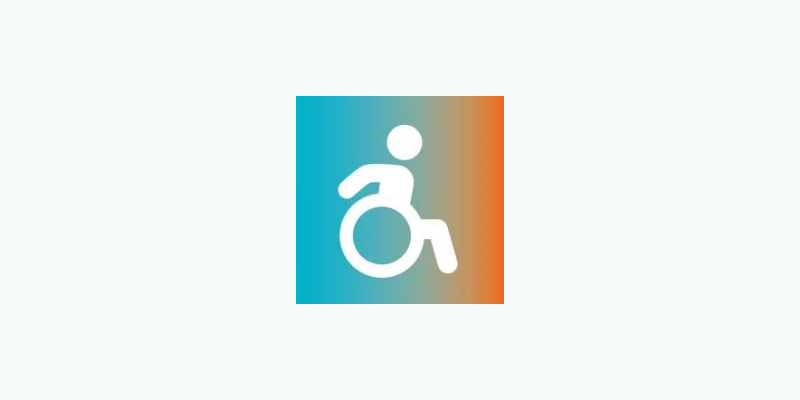 The wheelMate logo depicted as a person in a wheelchair over a colorful gradient.