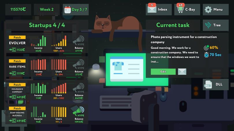 Screenshot of the While True game.