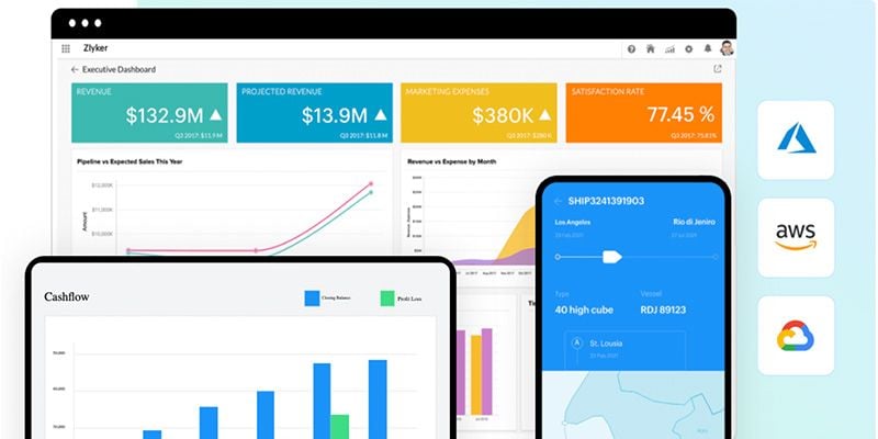 UI elements developed using Zoho's low code platform.