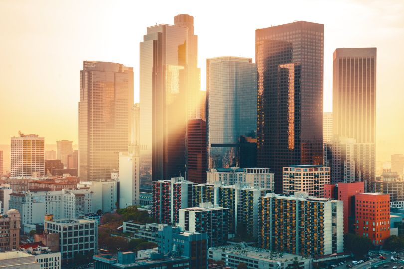 A photo of the LA skyline is pictured.