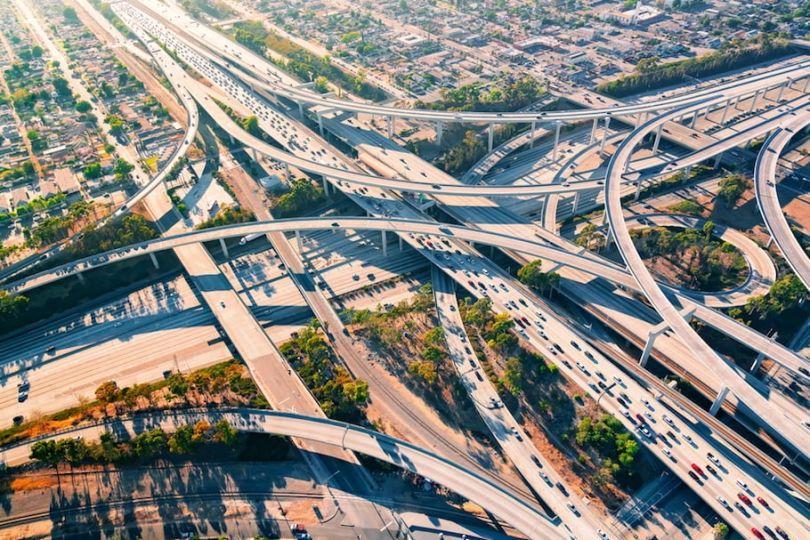 los angeles traffic stock image