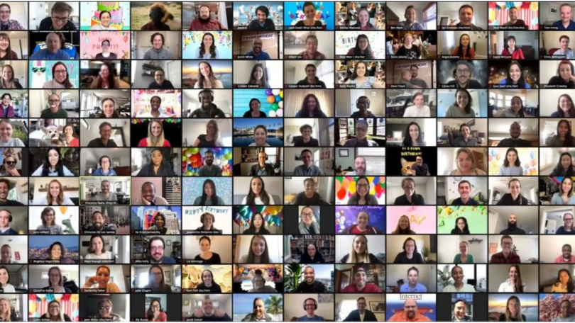 A screenshot of Zoom boxes of Panorama Education's team.