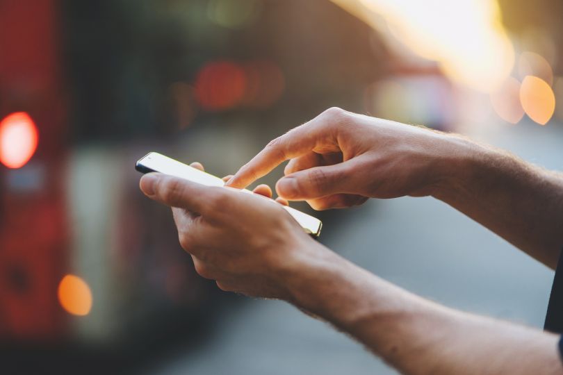 individual using cellphone