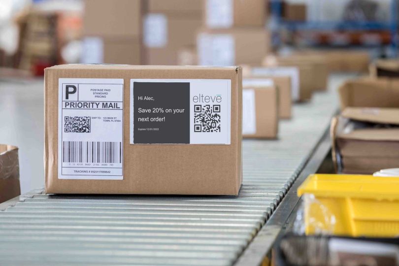 An elteve label on a package