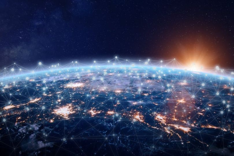 part of a globe showing internet hotspots