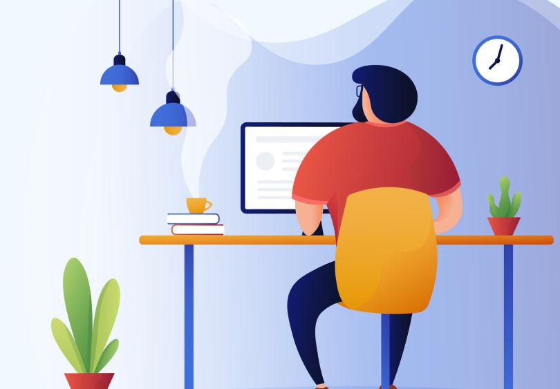 Man working from home stock