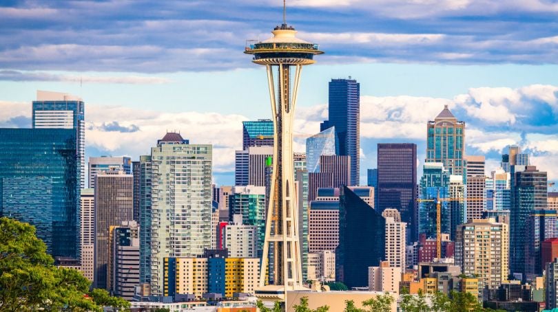 Seattle skyline, with the space needle in the center