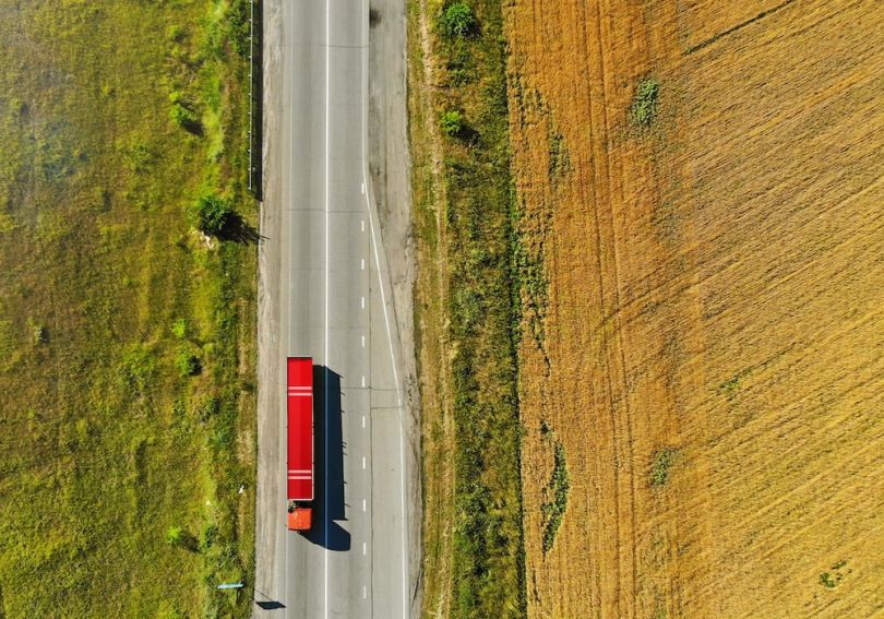 Freight truck driving on highway