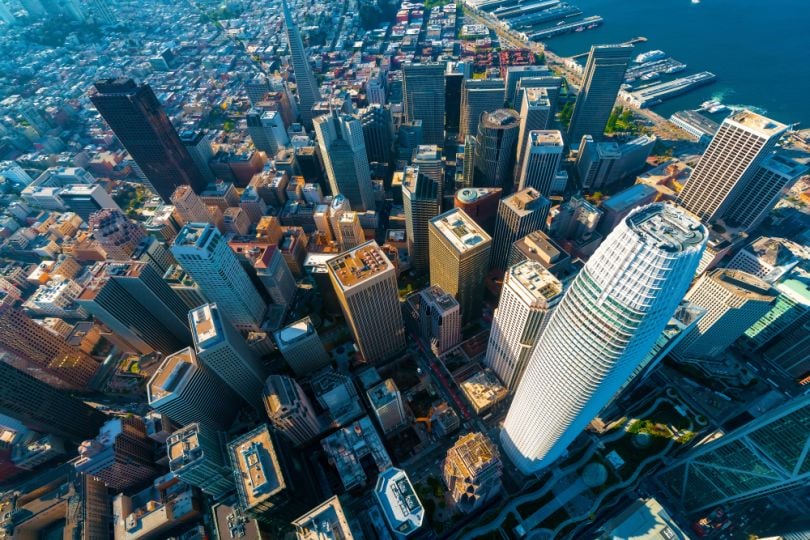  A shot of the San Francisco skyline from above.
