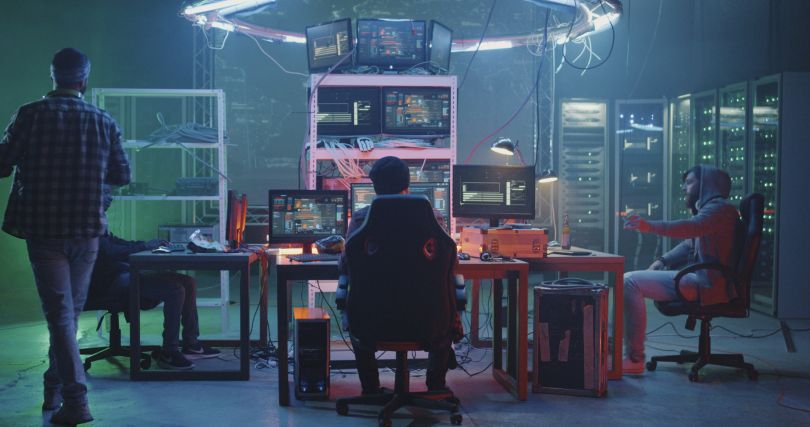 A group of hackers working togethe
