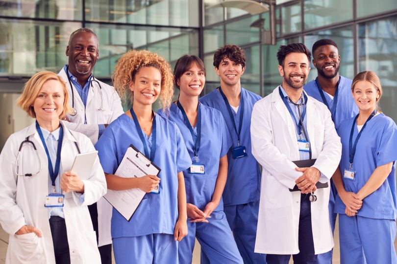 Smiling doctors and nurses