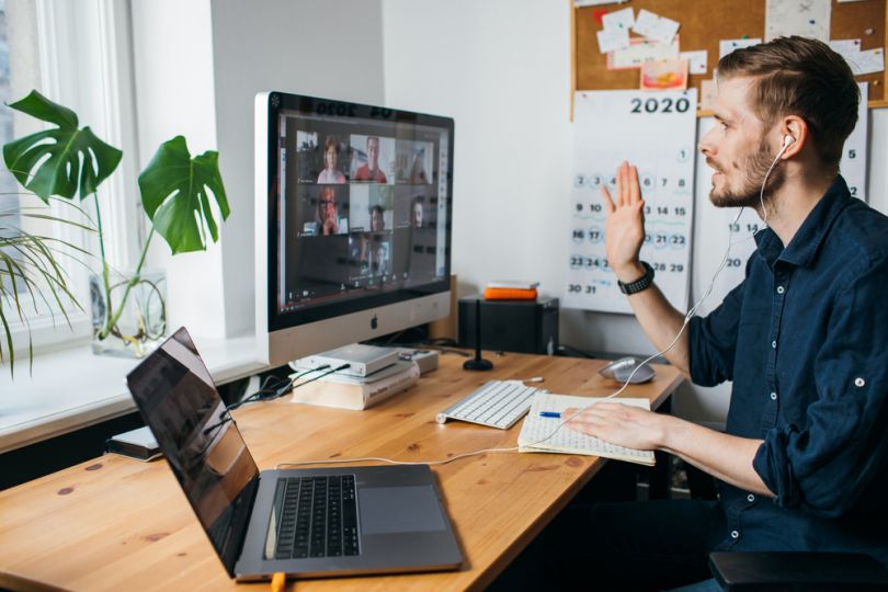 Remote worker on conference call