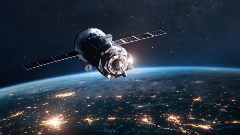 A satellite in space. 