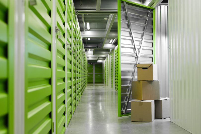 The interior of a self storage facility.