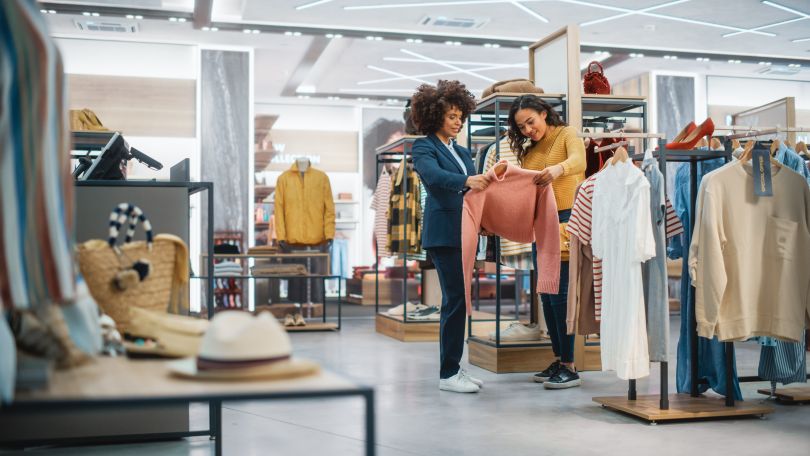 two people shopping for clothes 