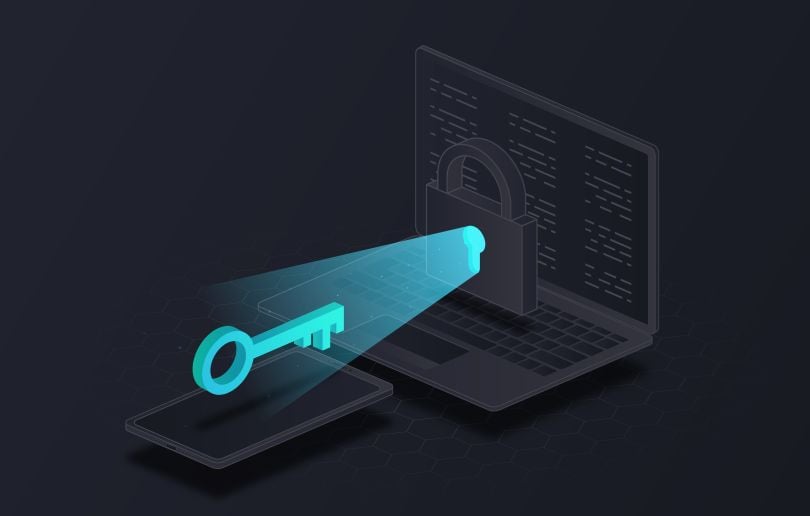  A computer screen with a lock that projects out a key.&nbsp;