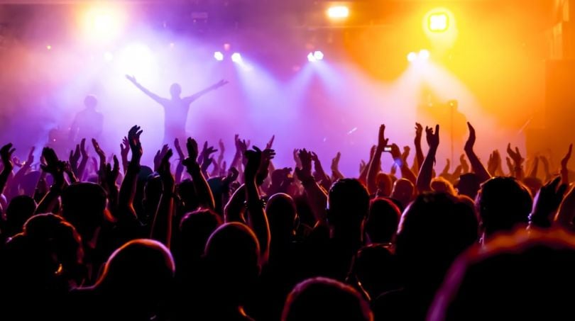 Concert attendees take in live music and clap their hands.&nbsp;