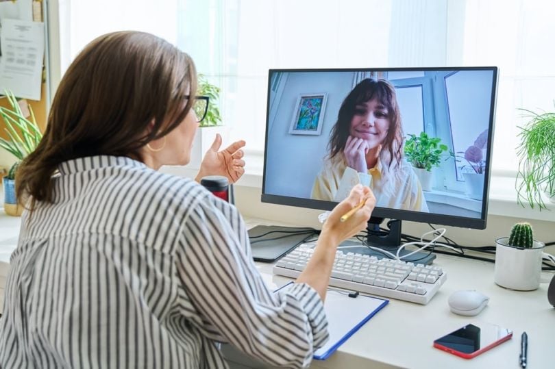 Woman therapist in video call with patient