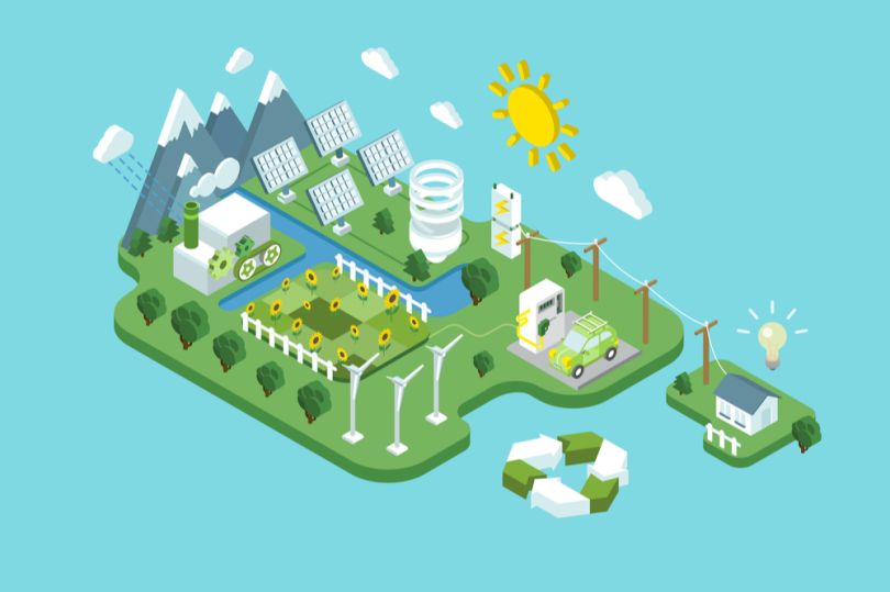 A photo example of a renewable energy power grid.