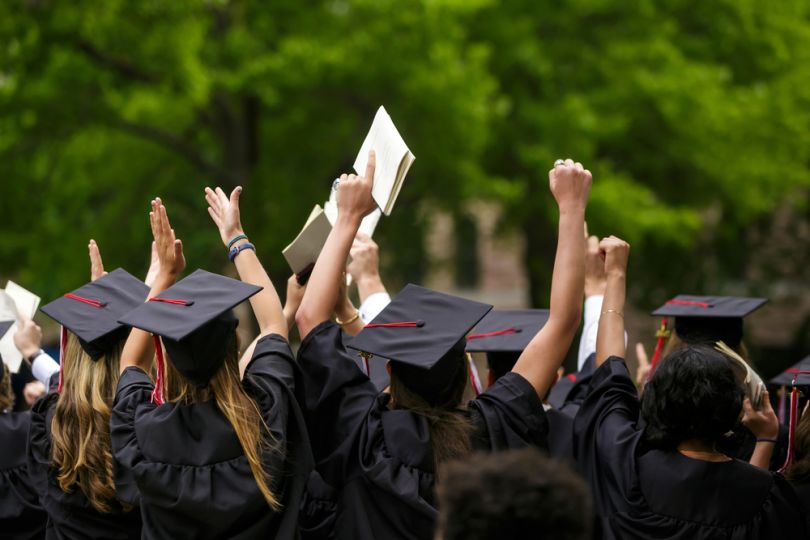 College students on graduation day