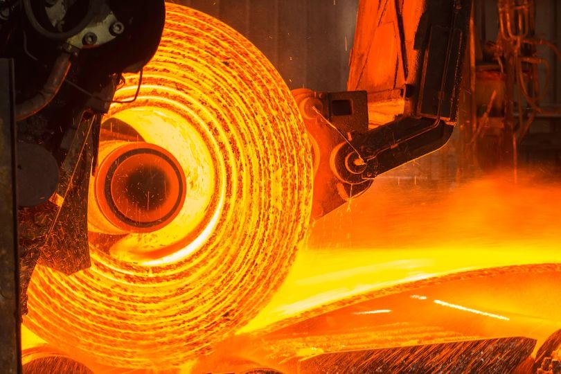 A roll of hot metal is depicted.
