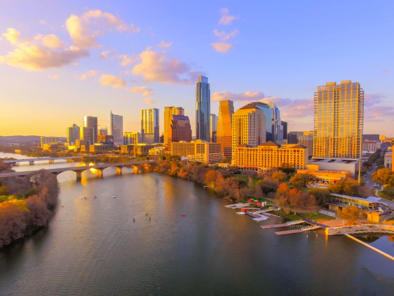 Austin skyline from the river