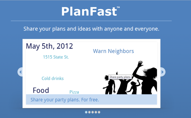 PlanFast landing page