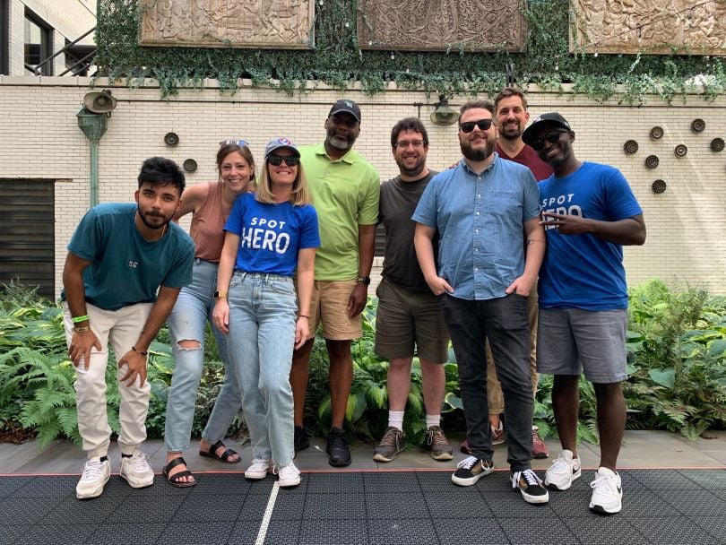 A group photo of the SpotHero team. 