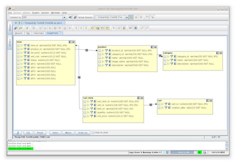 squirrel sql client data modeling tools