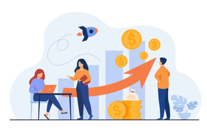 An illustration of a startup sales team