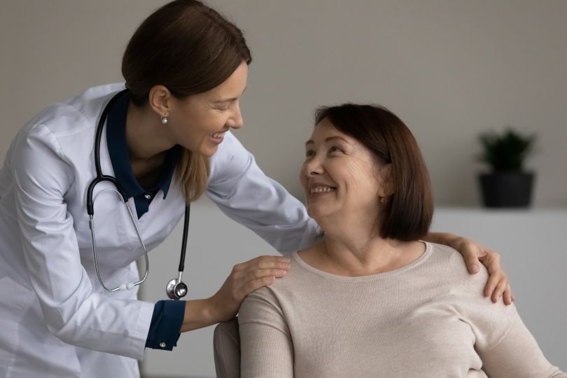 A woman is pictured receiving a checkup.