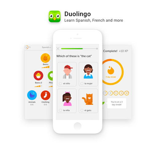 screenshot of user-centric design of Duolingo user interface