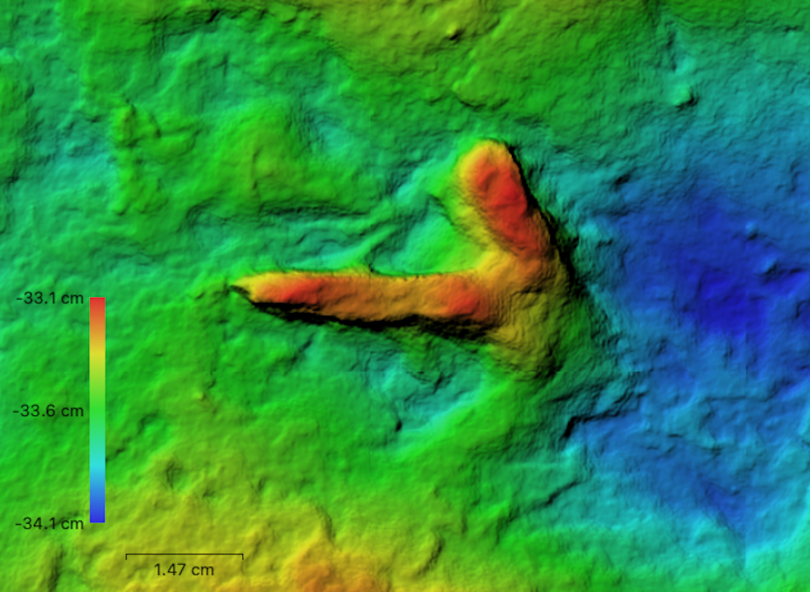 Depth mapping of ignotornis footprint using photogrammetry 