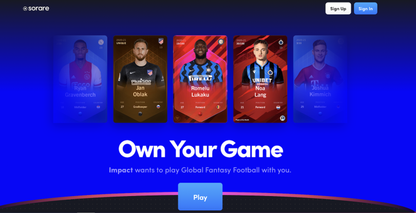 Sorare is a fantasy soccer league that offers player's cards for sale as NFTs.